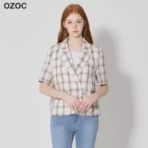 [오조크(OZOC)] 린넨 체크 반팔 자켓 (택가격: 187000원)