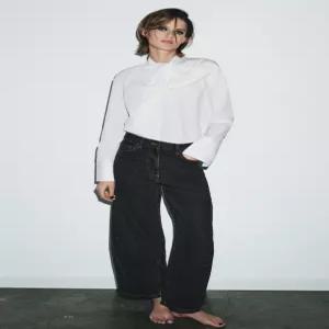 ZARA JEANS ZW COLLECTION ANKLE BALLOON 미드라이즈 - 블랙 5474/041/800 282962