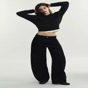 ZARA JEANS OVERSIZE TRF TIRO MEDIO - 블랙 3607/211/800 283009