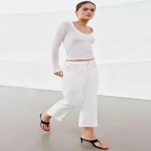 ZARA JEANS ZW COLLECTION 크롭 플레어 미드라이즈 - 화이트 6840/064/250 283039