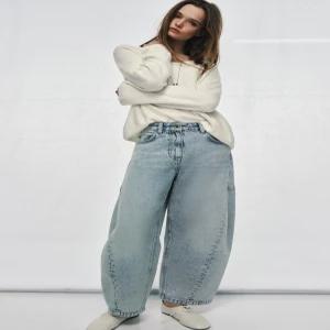 ZARA JEANS ZW COLLECTION ANKLE BALLOON 미드라이즈 - 라이트 블루 6840/045/406 283045