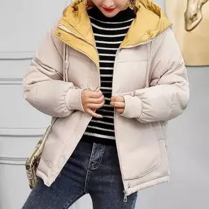 셀럽하우스 루즈핏 후드 집업 코튼 시보리 패딩 점퍼 베이지