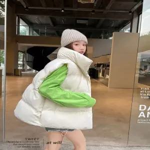 셀럽하우스 여성 2컬러 데일리 가벼운 오버핏 하이넥 패딩조끼