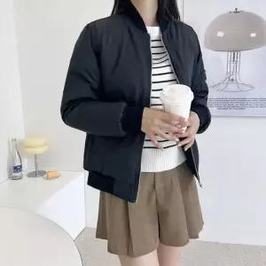 셀럽하우스 블랙 여자 항공점퍼 커플 패딩점퍼 블루종 아우터
