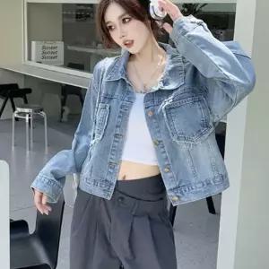 셀럽하우스 가을 기본 포켓 루즈핏 데님 데일리 여자 청자켓