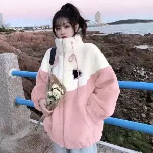 셀럽하우스 여성 2컬러 겨울 러블리 뽀글이 양털 하프넥 집업점퍼