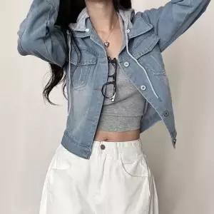 셀럽하우스 간절기 패션 후드 탈부착 데님 데일리 여자 청자켓
