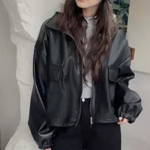 셀럽하우스 캐주얼 여성 멋쟁이 투웨이 집업 가죽 래더 자켓 점퍼