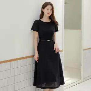 시크라인 XXL까지) 올데츠 펀칭 벨트 원피스 하객룩 오피스룩 모임룩 격식룩 빅사이즈