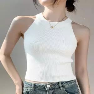 [렐라웨어]미셀 홀터넥 골지라인 민소매 탑
