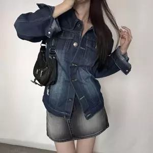 데님 청자켓 스탠다드핏 여성 포켓 데일리 소매롤업여자야상 쟈켓 트위드가디건 크롭 세일러퍼 호피후리스