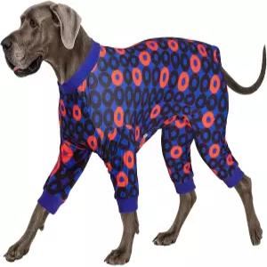 대형견을 위한 LovinPet 반려동물 PJS 잠옷 가벼운 신축성 원단 반지 프린트 잼 핏불 파티복 의상 XL