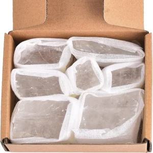AMOYSTONE 1Lb 벌크 광학 석회석 슬란드 스파 박스 7-8개 불규칙한 흰색 크리스탈 러프 스톤 가정 장식용