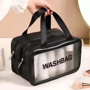 메쉬 드라이백 수영가방 25x15cm 블랙 방수 파우치워시백 세면백 세면치 화장품치 여행치 목욕치 장치 손잡
