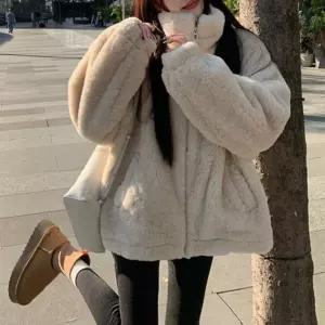 오버핏 퍼 집업 자켓퍼점퍼 퍼자켓 캐주얼조끼 털점퍼 여성퍼 부티나는