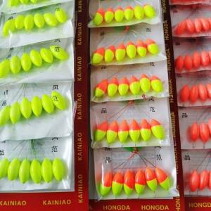 120pcs 타원형 낚시 플로트 7 스타 Bobber 콩 장비 부동 만들기 빨간색/노란색/믹스 잉어 J494