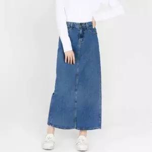 데일리 여성 청치마 뒷트임 롱 데님 스커트 패션 웨어