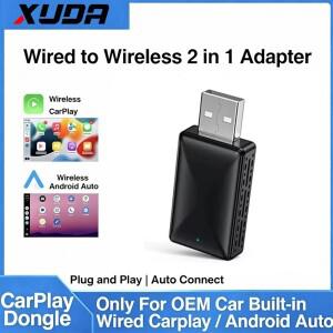 XUDA 2in1 유선-무선 CarPlay 안드로이드 오토 어댑터 OEM 차량 스테레오용, USB 플러그 앤 플레이