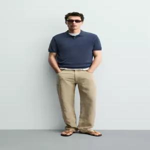 ZARA 워싱 스트럭처 니트 폴로셔츠 - 블루 / 인디고 6674/436/200