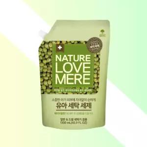 네이쳐러브메레 아기세탁세제 녹두 리필형 1300ml 유아세탁세제 아기옷세제 베이비세제 액체세제