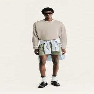 ZARA 코튼 린넨 케이블 스웨터 - 샌드 / 그레이 2129/401/081