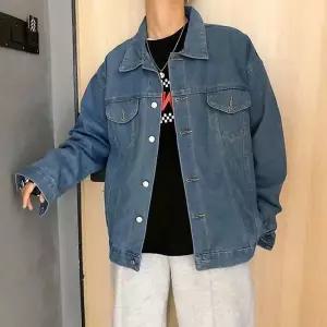 [하프클럽/]남자 오버핏 청자켓 간절기 캐주얼 포켓 데님 자켓 봄 가을 루즈