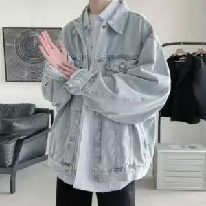 [하프클럽/]남자 연청 데님 자켓 봄 가을 간절기 캐주얼 청재킷 셔츠형 점퍼
