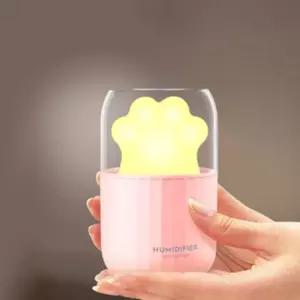 위플 귀여운 고양이발 가습기 무드등 핑크사무용 침실 거실 저소음 개인용 USB 습도조절기 사무실 학생 회