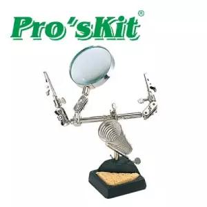Prokit 납땜 확대경 스탠드. 2.5배 보조돋보기 악어클립 집게 인두 거치대 받침대 공구납땜 용품 산업용 장