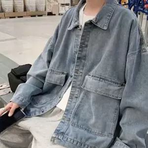 [하프클럽/]남녀공용 루즈핏 데님 자켓 빈티지 간절기 아우터 데일리 캐주