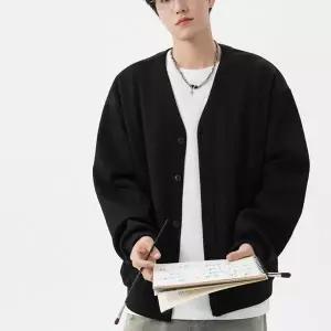[하프클럽/]남성 가을 겨울 브이넥 와플 가디건 오버핏 루즈핏 간절기 니트