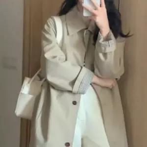[하프클럽/]가을 여성 체크 패턴 울 자켓 클래식 모던 루즈핏 하프 코트 데