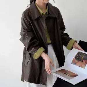 [하프클럽/]가을 여자 가죽 라이더자켓 2컬러 벨트 우아한 간절기 아우터 숏