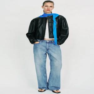 ZARA 벌룬 페이크 레더 점퍼 - 블랙 6318/037/800