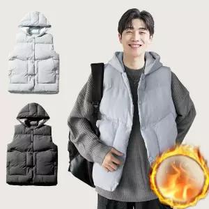 간절기 후드 패딩 남성 오버핏 경량 보온 조끼