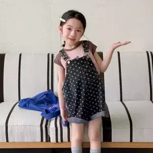 멜빵 오버롤 쇼트 데님 팬츠 R16974