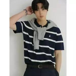 [빈폴] 볼드 스트라이프 칼라넥 니트 - 네이비 (BC6451C42R)