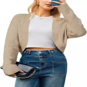 아라크 앤 클로즈 여성 울 블렌드 스웨터 크롭 가디건 볼레로 슈어그 드레스 Apricot Small