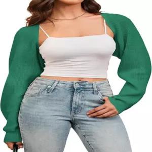 아라크 앤 클로즈 여성용 울 블렌드 볼레로 봄 패션 크롭 카디건 2026 Dark Green Medium