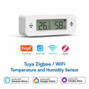 Tuya Zigbee WiFi 미니 소형 온도 및 습도 센서 스마트 홈 앱 원격 제어는 Google Alexa Yandex와 함께 작