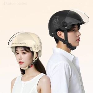 하프 헬멧, 여성용 태양  오토바이 반모 모자, 올 시즌 여름 헬멧, 일체형 배터리 안전 장비