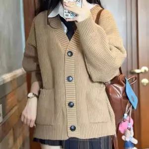 [하프클럽/]패션스타일 루즈핏 가디건 도톰 브이 니트