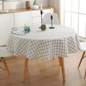 [콩심팥심]PL 엘리트 식탁보 모던키친 원형 식탁보(120cm) (화이트 체크) No12