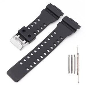 카시오 GD120 /GA-100 /GA-110 /GA-100C 남성용 16MM 시계 밴드 교체와 호환되는 천연 수지 스트랩