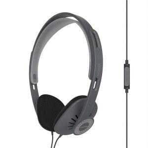 Koss KPH30iK 레트로 스타일 온이어 헤드폰, 인라인 마이크 및 터치 리모컨, D-프로필 디자인, 3.5mm 플러그, 다크 그레이 블랙 유선 연결
