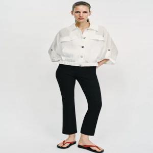 자라 ZARA 롤업 슬리브 사파리 블라우스 - 화이트 1689/023/250 27C185 27C139