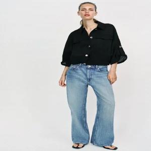 자라 ZARA 롤업 슬리브 사파리 블라우스 - 블랙 1689/023/800 57Y293 27K595