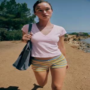 자라 ZARA 브이넥 티셔츠 - 로즈핑크 4174/315/620 71L263 27C019