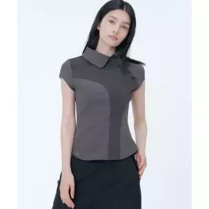 미세키서울 레이 다이애그널 placket layered shirt CHARCOAL
