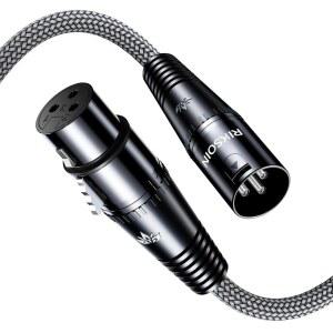 릭소인 XLR 마이크 케이블 4FT / 120만 무산소 구리 남녀 3핀 밸런스 믹서용 나일론 브레이드 차폐 녹음 스튜디오 팟캐스트